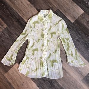 Slinky Green & White Blouse